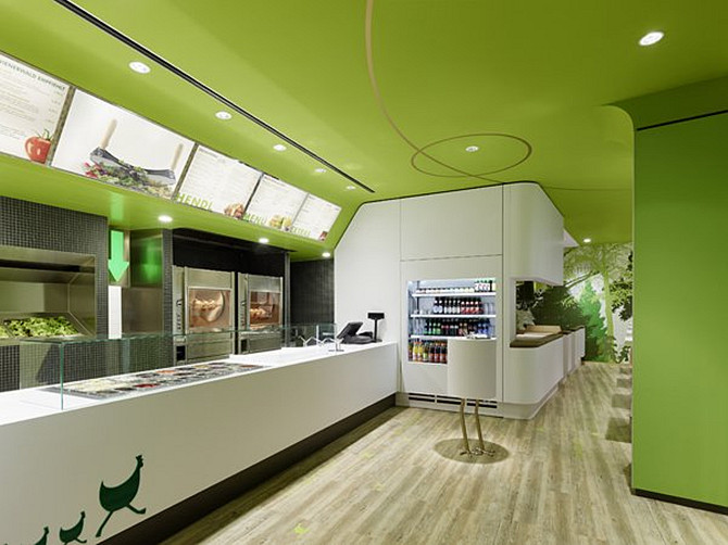 以绿色为主题的餐厅装修设计