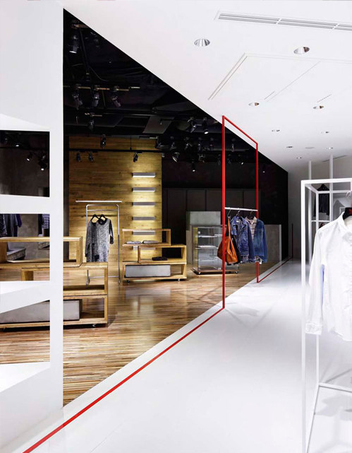 服装店面设计简单线条，勾勒出独特视觉效果